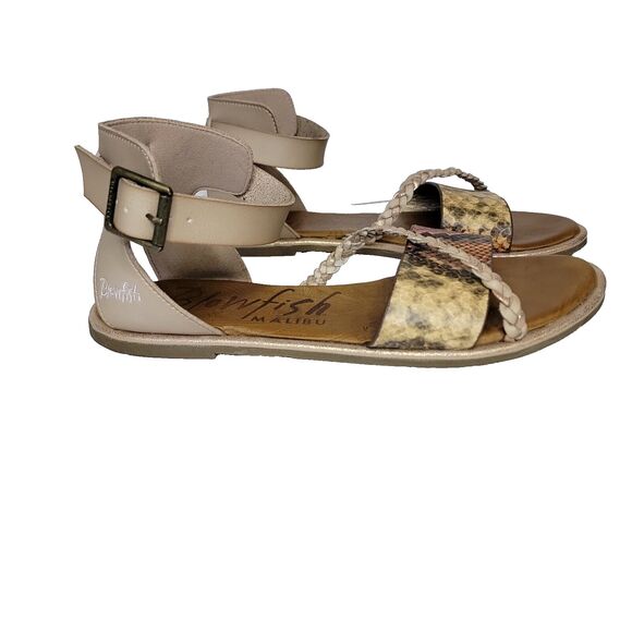 Blowfish Malibu Women's 10.5 Beige Metallic Ankle Strap Zip Open Toe Sandals - Picture 4 of 8